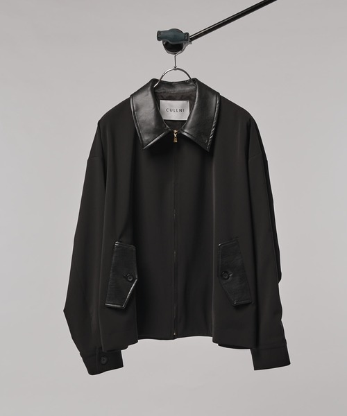 EMPORIO ARMANI 袖レザー切り替え スタジャン ブルゾン ウール CULLNI ブルゾン アウター 襟レザー切替ZIPブルゾン exclusive