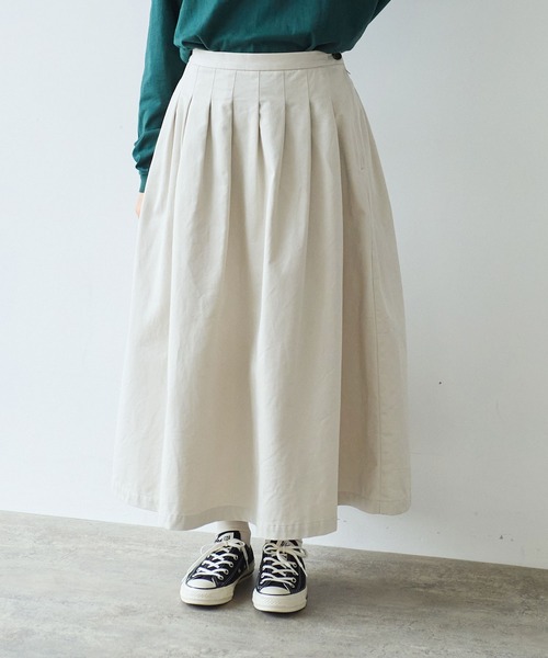bulle de savon（ビュルデサボン） スカート チノクロス tuck スカート