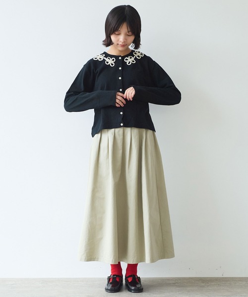 bulle de savon（ビュルデサボン） スカート チノクロス tuck スカート