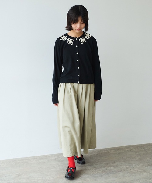 bulle de savon（ビュルデサボン） スカート チノクロス tuck スカート