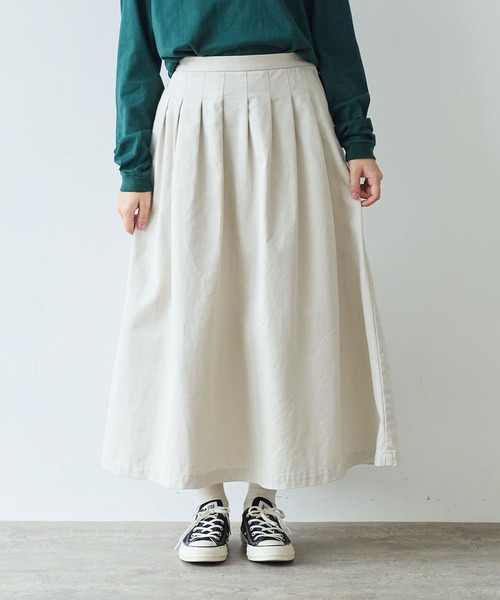 bulle de savon（ビュルデサボン） スカート チノクロス tuck スカート