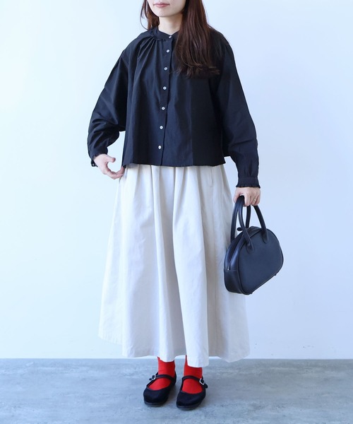 bulle de savon（ビュルデサボン） スカート チノクロス tuck スカート