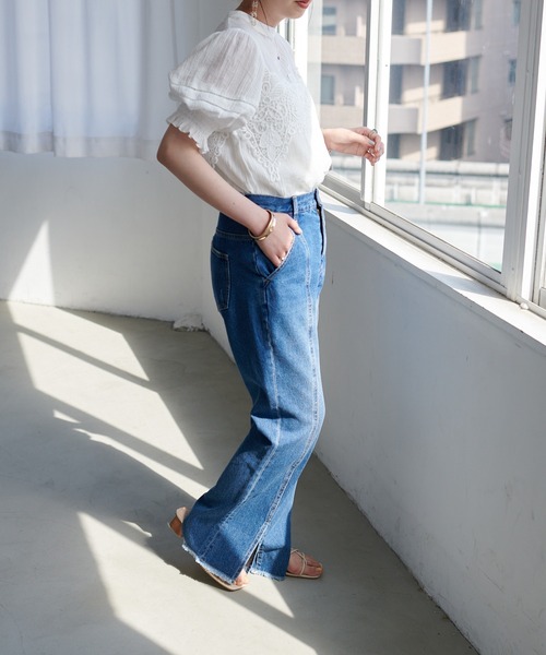 「DISCOAT」 半袖ブラウス FREE ベージュ レディース_画像2