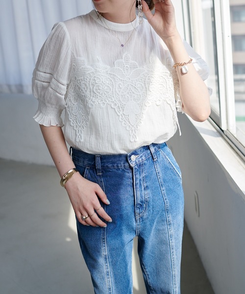 「DISCOAT」 半袖ブラウス FREE ベージュ レディース_画像4