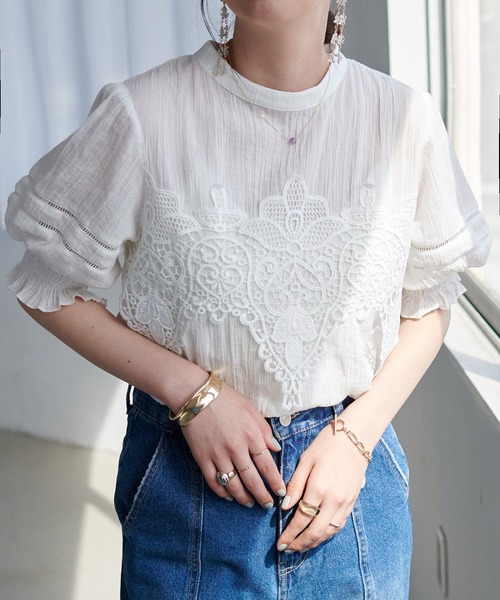 「DISCOAT」 半袖ブラウス FREE ベージュ レディース_画像8