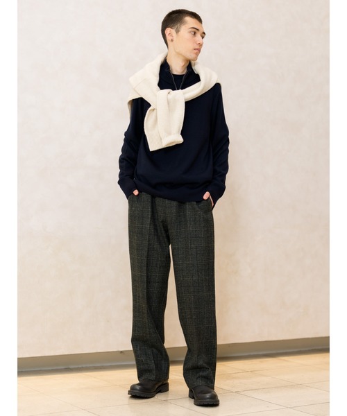 スラックス イタリアンウール ツイード スーツパンツ メンズ