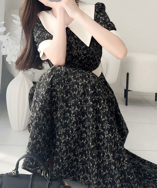 「mily bilet」 半袖ワンピース X-LARGE ネイビー レディース_画像2