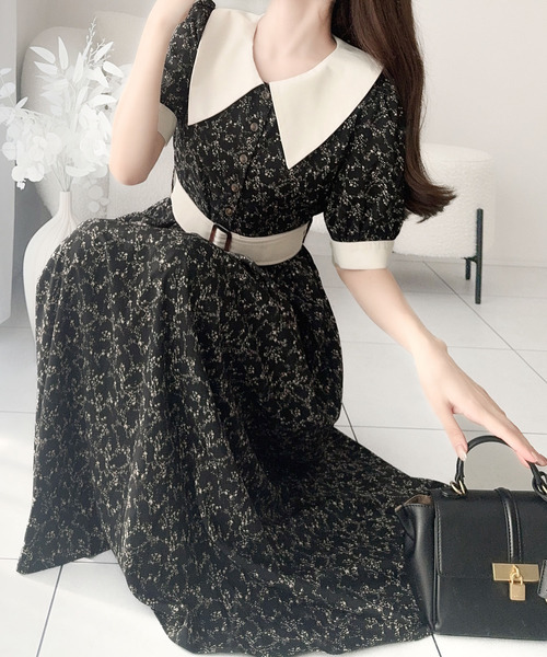 「mily bilet」 半袖ワンピース X-LARGE ネイビー レディース_画像3