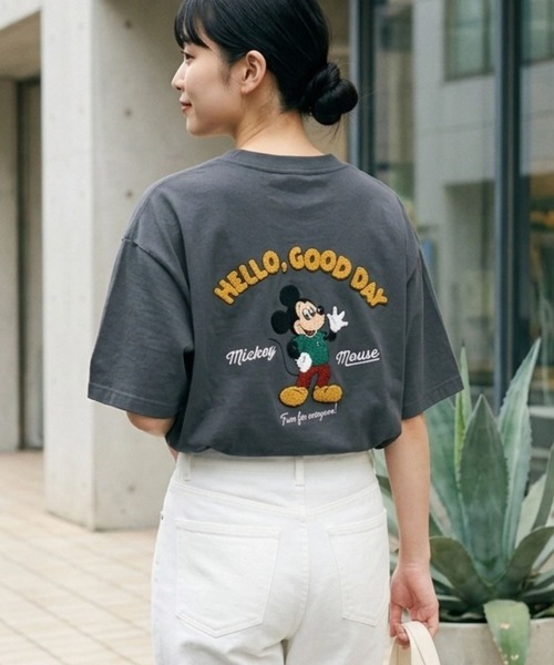 Disney（ディズニー） tシャツ ミッキーマウス バックプリント＆サガラ