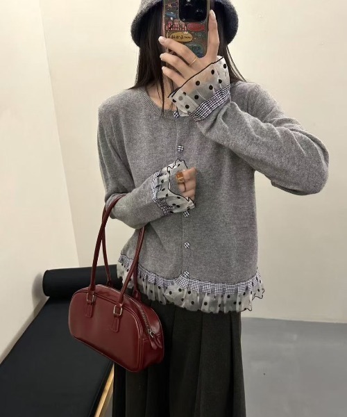 gossip!ロサンゼルス ニット セーター Y2K ドットチュール×チェック