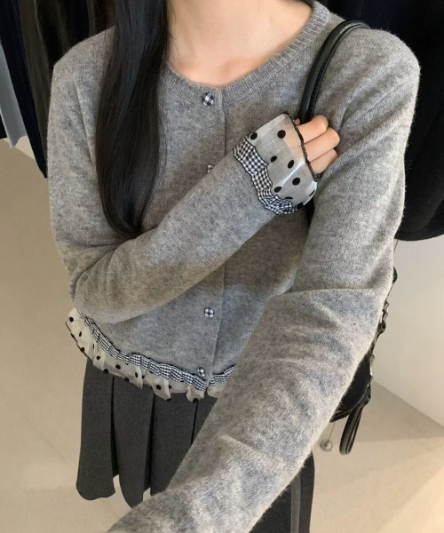 gossip!ロサンゼルス ニット セーター Y2K ドットチュール×チェック