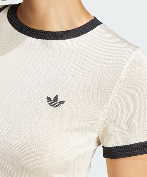 adidas 半袖　ニットトップス　タグ付き adidasで一目惚れした半袖ニット🩵 この日湿気がすごくてポニーテール