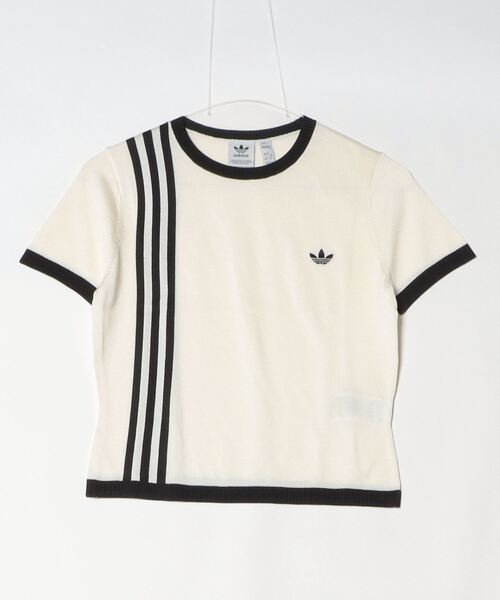 adidas 半袖　ニットトップス　タグ付き adidas（アディダス） 半袖ニット X-SMALL ホワイト レディース