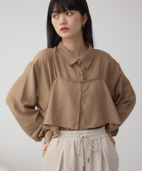 OUTLET商品♠ BASSOLS/バッソルズ　リネンセット　ベージュ Q AZUL BY MOUSSY（アズールバイマウジー） ブラウス シャツ ビスチェ