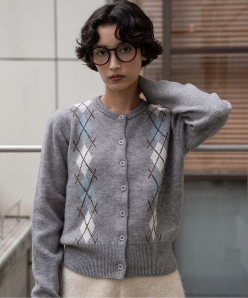 lawgy（ラウジー） カーディガン argyle pattern simple cardigan 