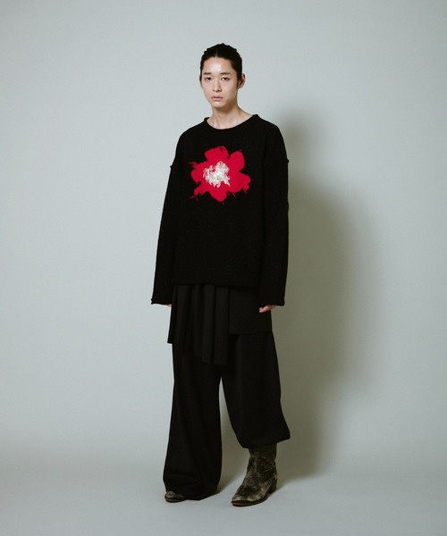 Camphor wood セーター ニット inside out flower motif nep sweater