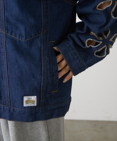 「HELLO.SANFRANCISCO」 デニムジャケット ONE SIZE サックスブルー レディース_画像9