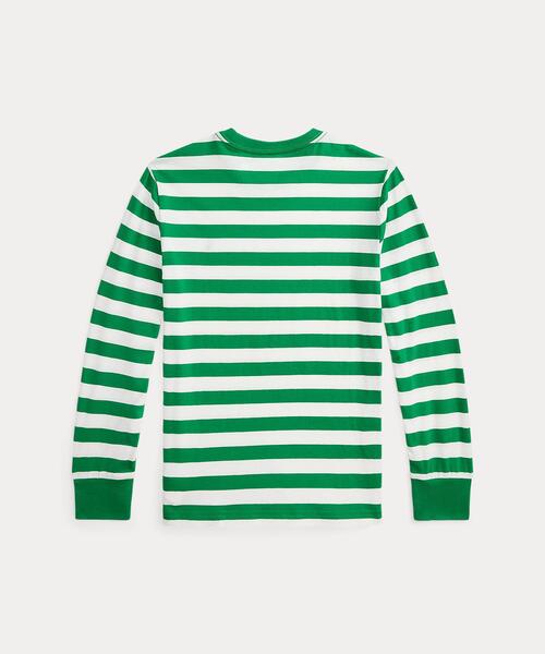 tシャツ ストライプド コットン ロングスリーブ Tシャツ キッズ 子供服 男の子の画像