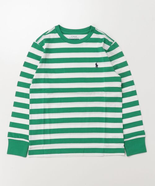tシャツ ストライプド コットン ロングスリーブ Tシャツ キッズ 子供服 男の子の画像