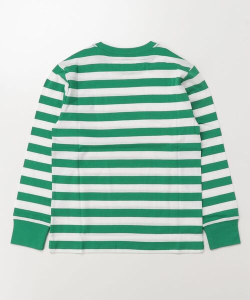 tシャツ ストライプド コットン ロングスリーブ Tシャツ キッズ 子供服 男の子の画像