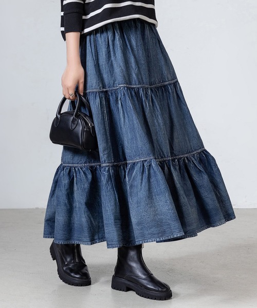 DAY CLOSET フレアスカート L ネイビー レディース : ZOZOTOWN Yahoo