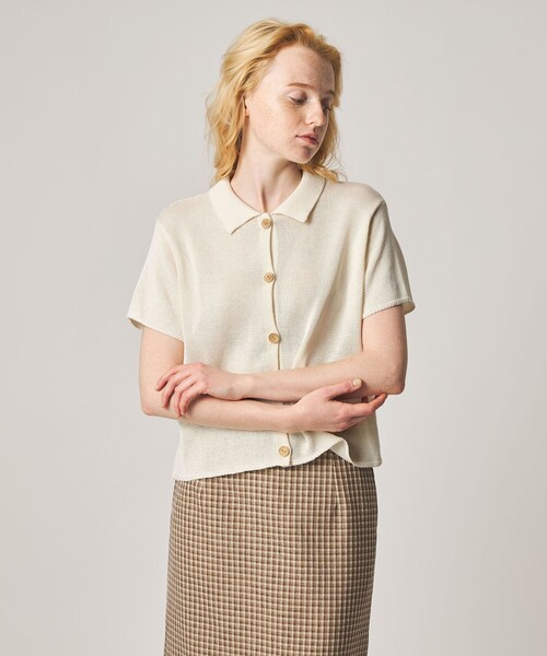 ニット セーター 「Steven Alan」コットン ショートスリーブ カーディガン レディースの画像
