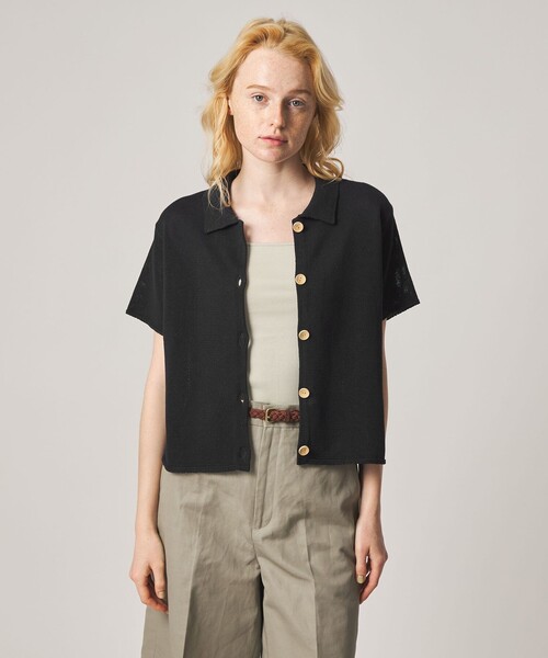 ニット セーター 「Steven Alan」コットン ショートスリーブ カーディガン レディースの画像