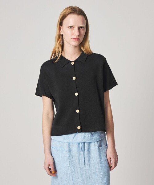 ニット セーター 「Steven Alan」コットン ショートスリーブ カーディガン レディースの画像
