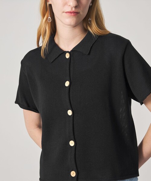 ニット セーター 「Steven Alan」コットン ショートスリーブ カーディガン レディースの画像