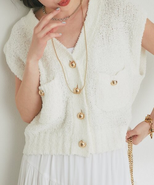 ※専用※【着回し力抜群】ペーパーヤーンニットベスト La boutique Bonbon（ラブティックボンボン） ニット セーター 「着