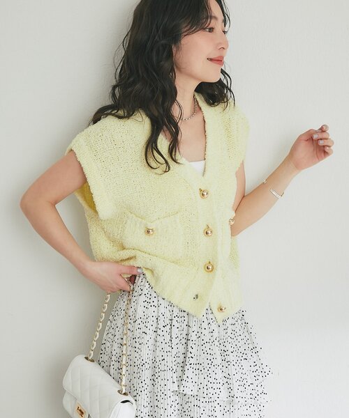 ※専用※【着回し力抜群】ペーパーヤーンニットベスト La boutique Bonbon（ラブティックボンボン） ニット セーター 「着