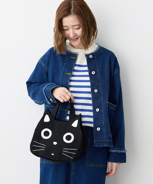 CROSSPLUS ONLINE トートバッグ ミニ 黒猫ミニフェイスバック CROSSPLUS ONLINE トートバッグ ミニ 黒猫ミニフェイスバック