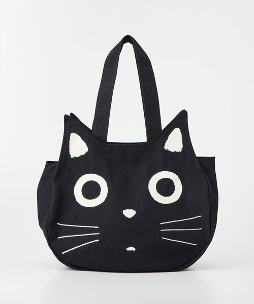 CROSSPLUS ONLINE トートバッグ 黒猫ミニフェイスバック レディース