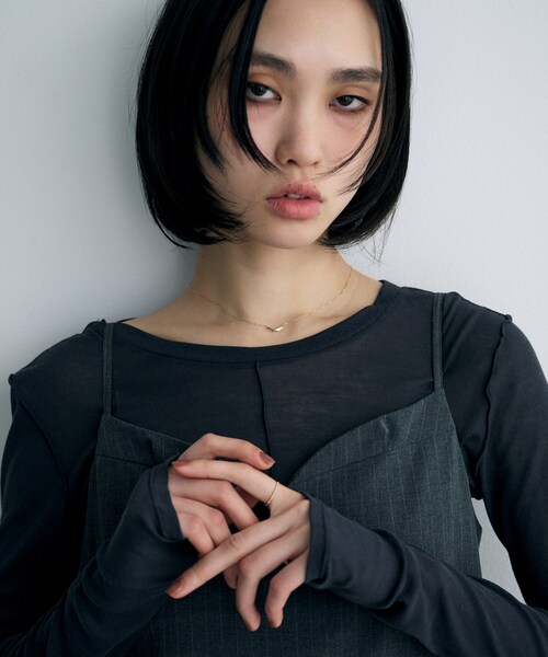 ネックレス K10フォールドプレートネックレス レディースの画像