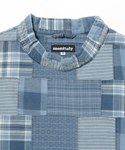 シャツ Monitaly / INDIGO PATCHWORK スモック メンズの画像