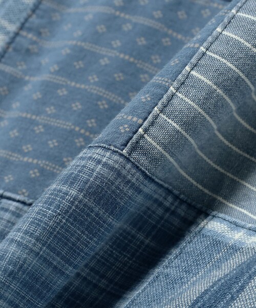 シャツ Monitaly / INDIGO PATCHWORK スモック メンズの画像