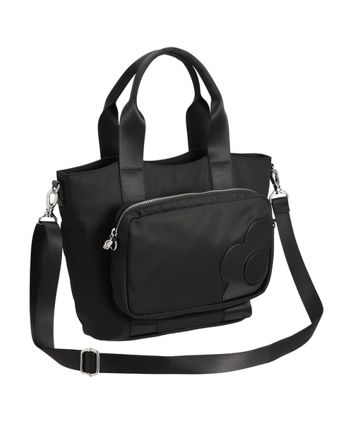 マリークワント ミニボストン型 ショルダーバッグ 黒 ハンドバッグ 花モチーフ MARY QUANT - マリークワント ミニボストン型 ショルダーバッグ 黒