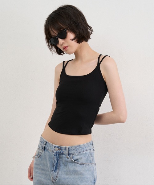 NUJOH タンクトップ ノースリーブ Double Strap Back Cut Camisole