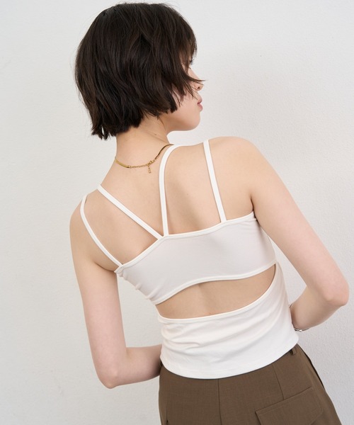 NUJOH タンクトップ ノースリーブ Double Strap Back Cut Camisole