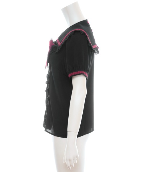 BODY LINE 黒 うさぎ半袖ブラウス Secret Honey（シークレットハニー） ブラウス シャツ 半袖レース