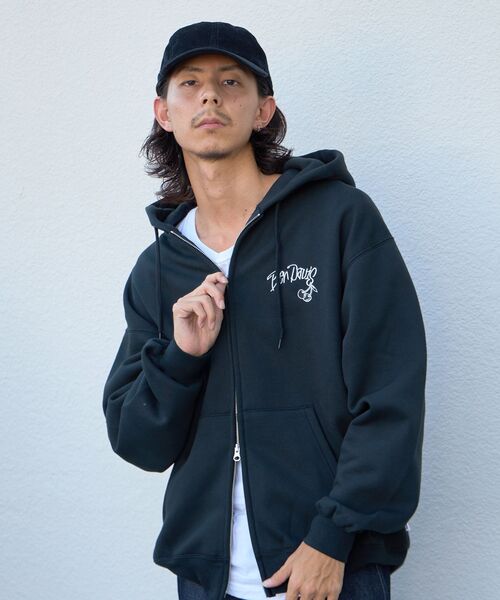 「BEN DAVIS」 ジップアップパーカー MEDIUM ブラック メンズ_画像6