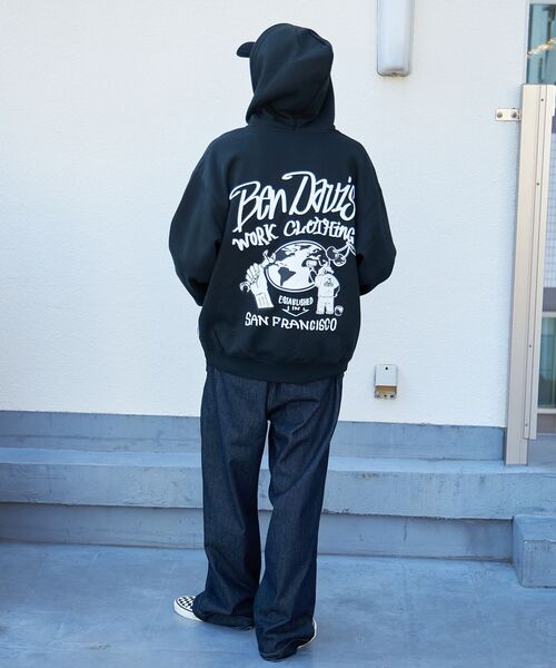 「BEN DAVIS」 ジップアップパーカー MEDIUM ブラック メンズ_画像7