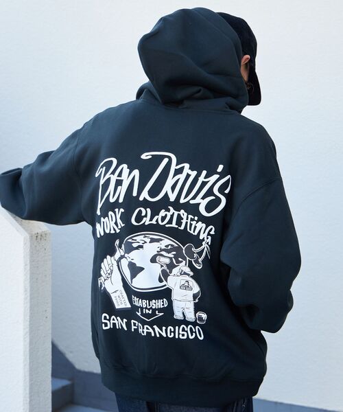 「BEN DAVIS」 ジップアップパーカー MEDIUM ブラック メンズ_画像8