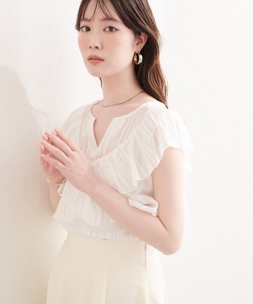 natural couture ブラウス シャツ スキッパーフリルブラウス