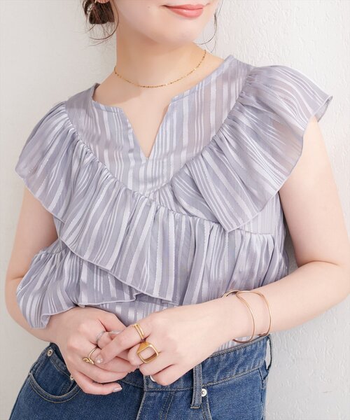 natural couture ブラウス シャツ スキッパーフリルブラウス 