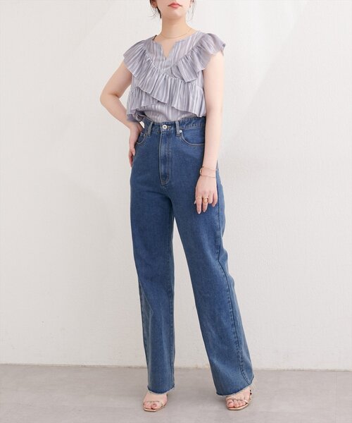 natural couture ブラウス シャツ スキッパーフリルブラウス