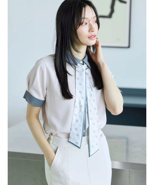 TONAL（トーナル） ブラウス シャツ 半袖 スカーフタイハーフスリーブ