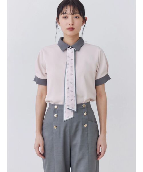 TONAL（トーナル） ブラウス シャツ 半袖 スカーフタイハーフスリーブ