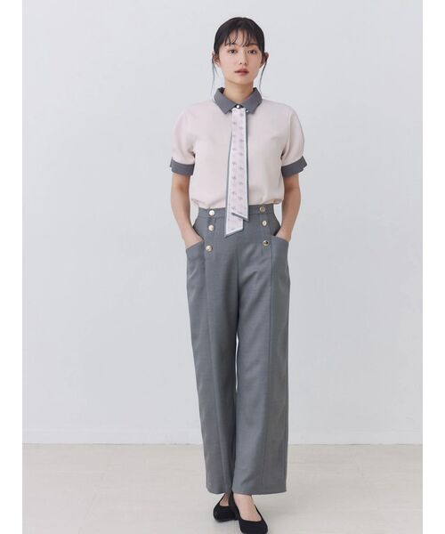 TONAL（トーナル） ブラウス シャツ 半袖 スカーフタイハーフスリーブ