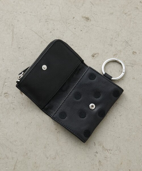 BEARDSLEY 黒 レザー 二つ折り財布 BEARDSLEY（ビアズリー） 財布 レザーフラグメントケース・ドット「本
